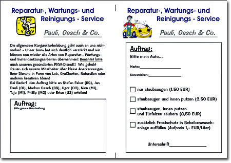 Auftragszettel Auftragszettel